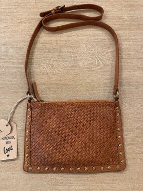Wild West Woven Crossbody Bag - Brown
